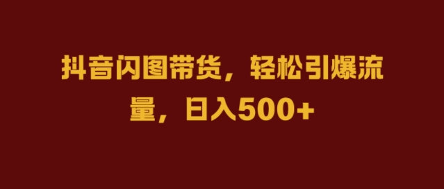 抖音闪图带货，轻松引爆流量，日入几张【揭秘】-木石资源网