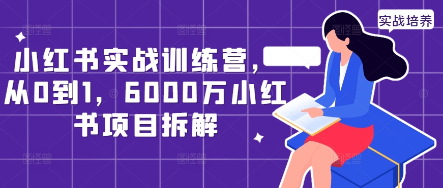 小红书实战训练营，从0到1，6000万小红书项目拆解-木石资源网