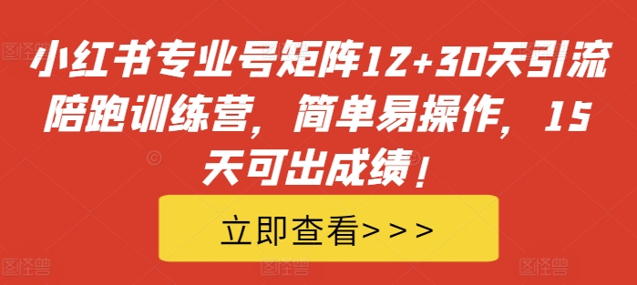 小红书专业号矩阵12+30天引流陪跑训练营，简单易操作，15天可出成绩!-木石资源网