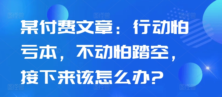 某付费文章：行动怕亏本，不动怕踏空，接下来该怎么办?-木石资源网