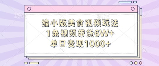 缩小版美食视频玩法，1条视频带货6W+，单日变现1k-木石资源网