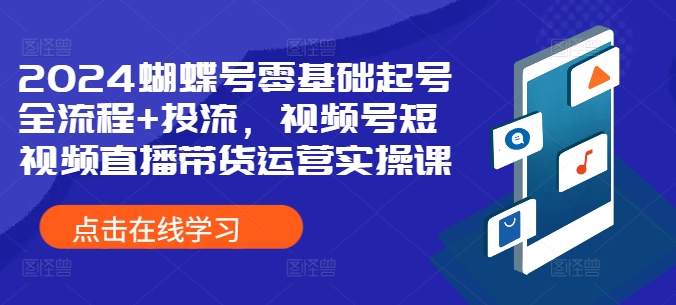 2024蝴蝶号零基础起号全流程+投流，视频号短视频直播带货运营实操课-木石资源网