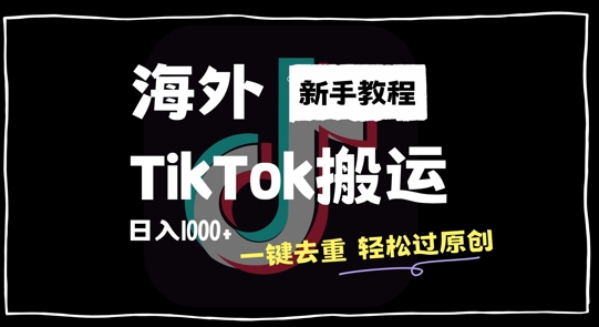 2024最新海外TikTok搬运玩法，一键去重轻松过原创，新手无经验也能日入1k【揭秘】-木石资源网