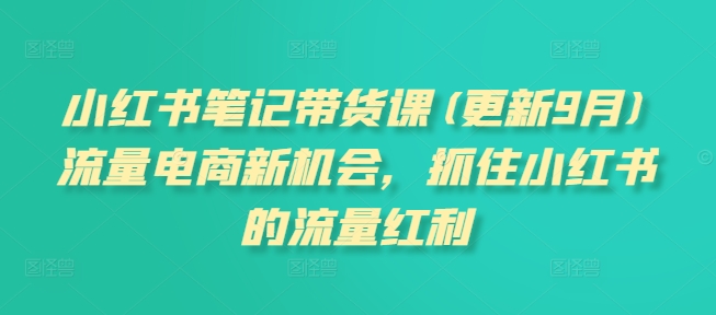 小红书笔记带货课(更新10月)流量电商新机会，抓住小红书的流量红利-木石资源网