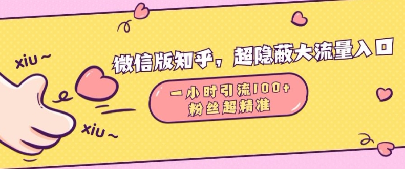 微信版知乎，超隐蔽流量入口1小时引流100人，粉丝质量超高【揭秘】-木石资源网