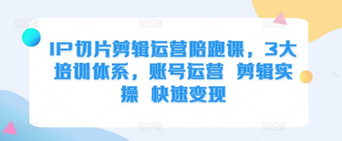IP切片剪辑运营陪跑课，3大培训体系，账号运营 剪辑实操 快速变现-木石资源网