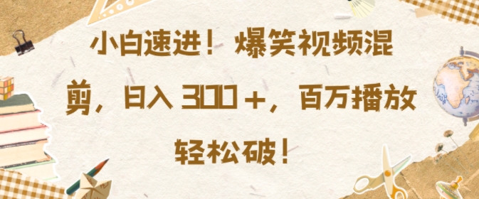 小白速进，爆笑视频混剪，日入3张，百万播放轻松破【揭秘】-木石资源网