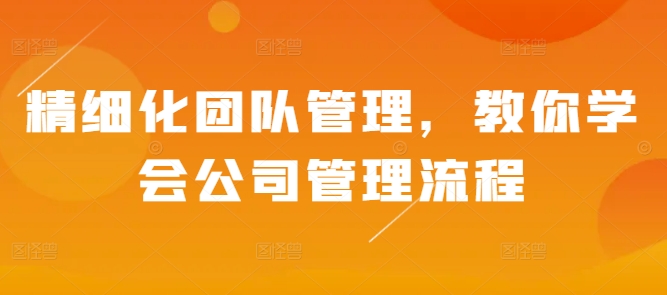 精细化团队管理，教你学会公司管理流程-木石资源网