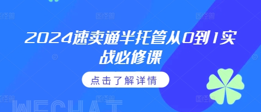 2024速卖通半托管从0到1实战必修课，掌握通投广告打法、熟悉速卖通半托管的政策细节-木石资源网