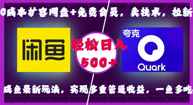 0成本扩容网盘+免费会员，卖技术，拉新，咸鱼最新玩法，实现多重管道收益，一鱼多吃，轻松日入500+-木石资源网