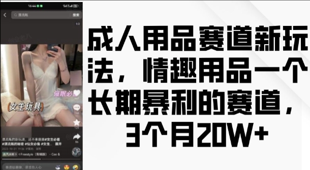 成人用品赛道新玩法，情趣用品一个长期暴利的赛道，3个月收益20个【揭秘】-木石资源网