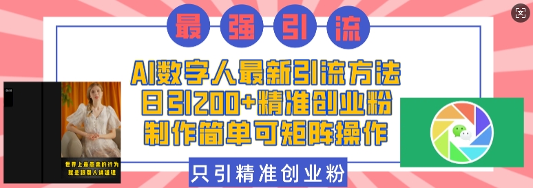AI数字人最新引流方法，日引200+精准创业粉，制作简单可矩阵操作-木石资源网