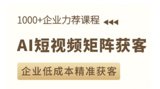 AI短视频矩阵获客实操课，企业低成本精准获客-木石资源网