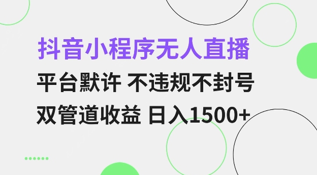 抖音小程序无人直播 平台默许 不违规不封号 双管道收益 日入多张 小白也能轻松操作【仅揭秘】-木石资源网
