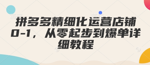 拼多多精细化运营店铺0-1，从零起步到爆单详细教程-木石资源网