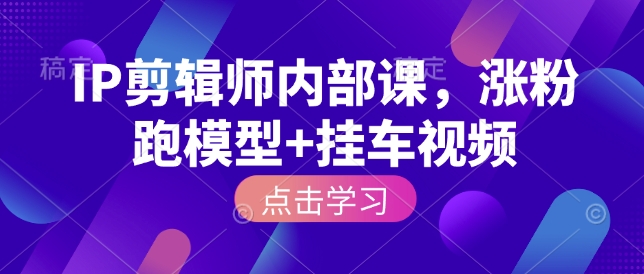 IP剪辑师内部课，涨粉跑模型+挂车视频-木石资源网