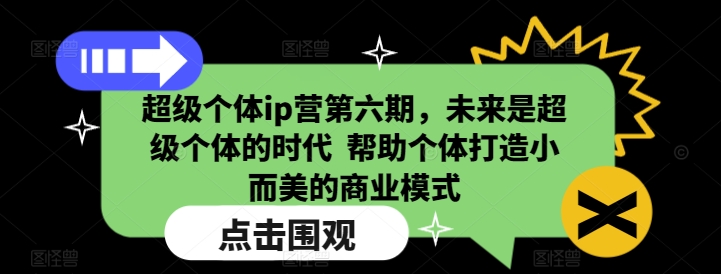 超级个体ip营第六期，未来是超级个体的时代  帮助个体打造小而美的商业模式-木石资源网
