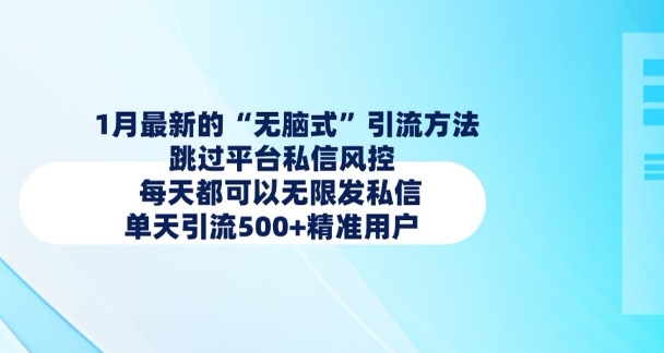 1月最新的无脑式引流方法，跳过平台私信风控，每天都可以无限发私信，单天引流500+精准用户-木石资源网