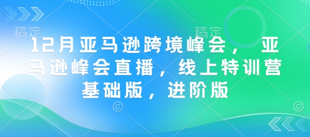 12月亚马逊跨境峰会， 亚马逊峰会直播，线上特训营基础版，进阶版-木石资源网