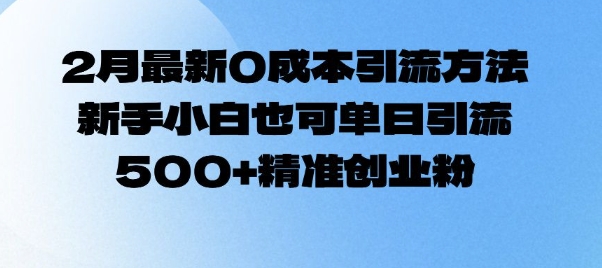 2月最新0成本引流方法，新手小白也可单日引流500+精准创业粉-木石资源网