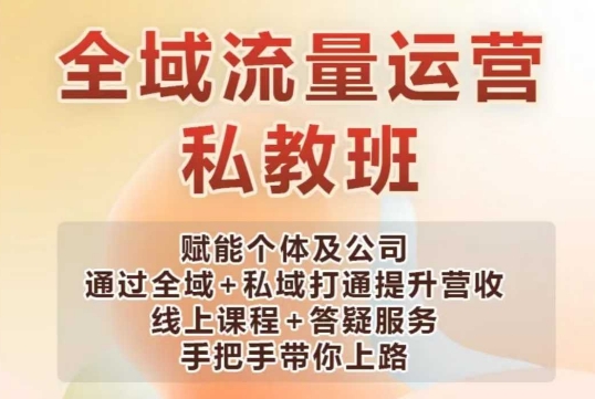 全域流量运营操盘课，赋能个体及公司通过全域+私域打通提升营收-木石资源网
