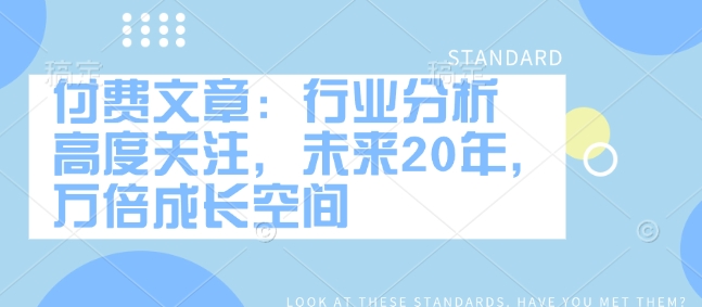 付费文章：行业分析 高度关注，未来20年，万倍成长空间-木石资源网