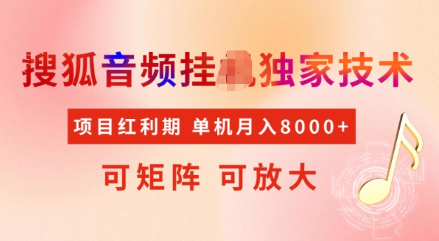 首发搜狐音频挂JI，项目红利期，可矩阵可放大，稳定月入5k【揭秘】-木石资源网