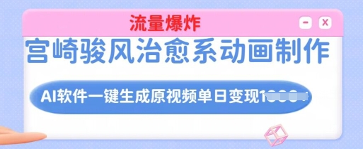 宫崎骏风治愈系动画制作，AI软件一键生成原创视频流量爆炸，单日变现多张，详细实操流程-木石资源网