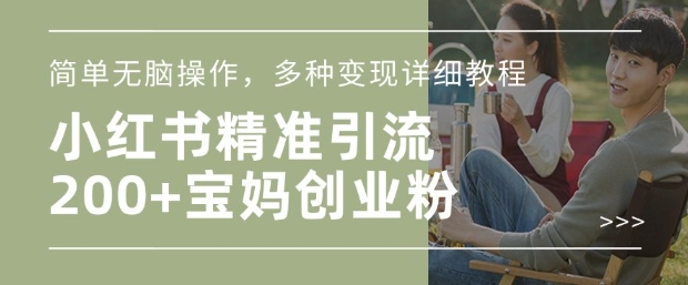 小红书混剪日引200+宝妈创业粉，简单无脑操作，多种变现详细教程-木石资源网