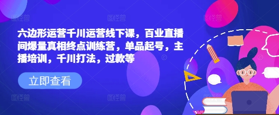 六边形运营千川运营线下课，百业直播间爆量真相终点训练营，单品起号，主播培训，千川打法，过款等-木石资源网