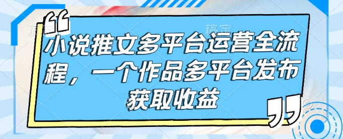 小说推文多平台运营全流程，一个作品多平台发布获取收益-木石资源网