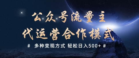 公众号流量主代运营  多种变现方式 轻松日入5张【揭秘】-木石资源网