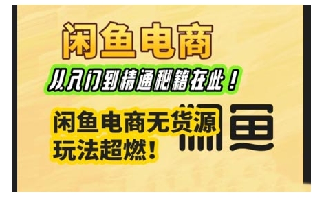 闲鱼电商实战课，从入门到精通秘籍在此，闲鱼电商无货源玩法超燃!-木石资源网