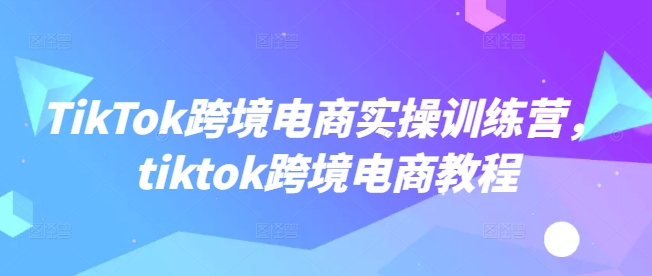 TikTok跨境电商实操训练营，tiktok跨境电商教程-木石资源网