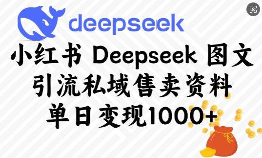 小红书Deepseek图文引流私域售卖资料，单日变现多张-木石资源网