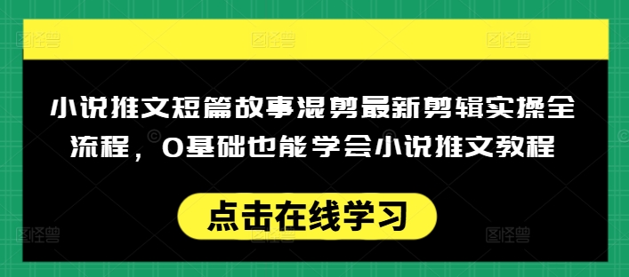 小说推文短篇故事混剪最新剪辑实操全流程，0基础也能学会小说推文教程，肯干多发日入多张-木石资源网