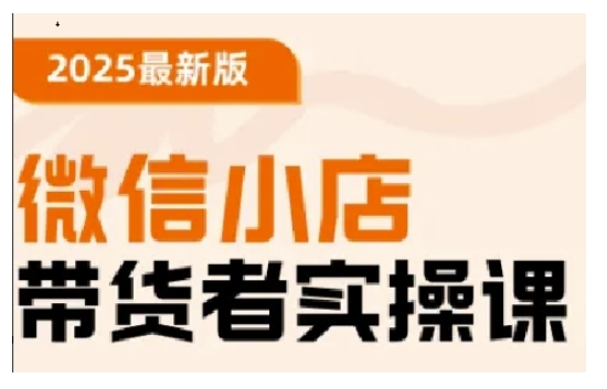 2025最新版微信小店带货者实操课，基础操作到高级运营技巧，快速上手-木石资源网