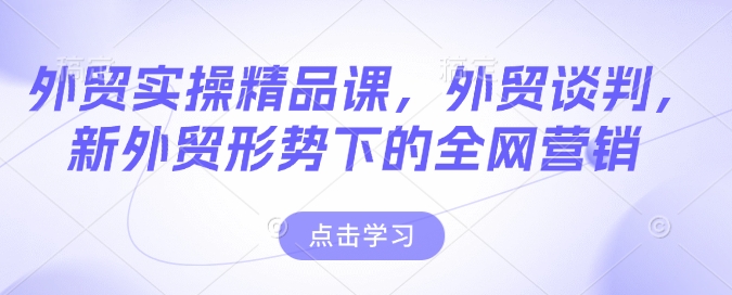 外贸实操精品课，外贸谈判，新外贸形势下的全网营销-木石资源网