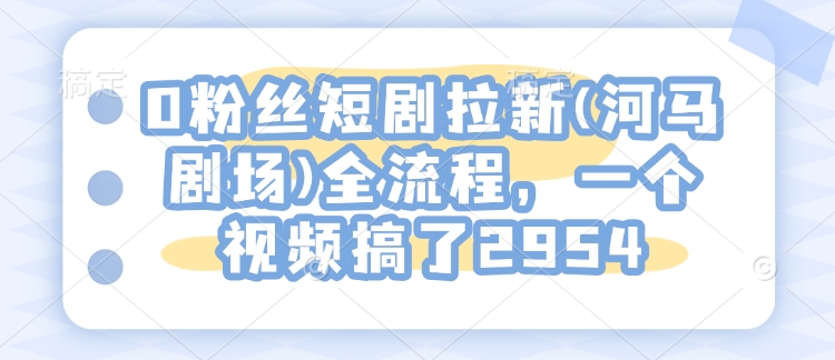 0粉丝短剧拉新(河马剧场)全流程，一个视频搞了2954-木石资源网
