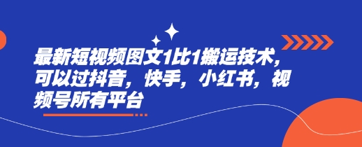 最新短视频图文1比1搬运技术，可以过抖音，快手，小红书，视频号所有平台-木石资源网