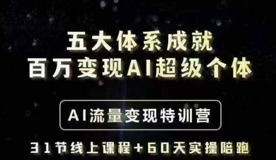 五大体系成就百万变现AI超级个体- AI流量变现特训营，一步一步教你一个人怎么年入百W-木石资源网
