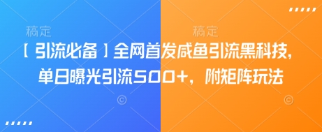 【引流必备】全网首发咸鱼引流黑科技，单日曝光引流500+，附矩阵玩法【揭秘】-木石资源网