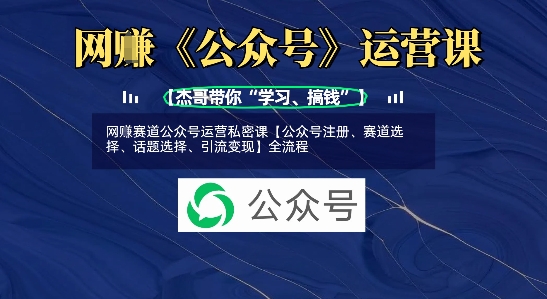 网创赛道公众号运营私密课【公众号注册、赛道选择、话题选择、引流变现】全流程-木石资源网