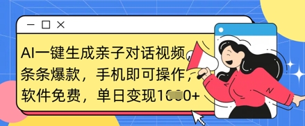 AI一键生成亲子对话视频，条条爆款，一部手机即可操作，单日变现数张-木石资源网