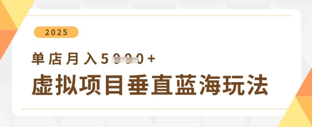 虚拟项目垂直玩法，实现单店月入5k+-木石资源网