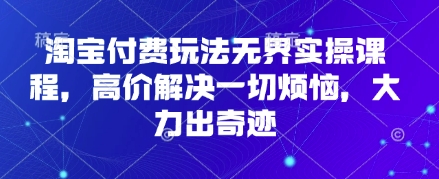 淘宝付费玩法无界实操课程，高价解决一切烦恼，大力出奇迹-木石资源网
