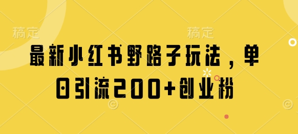 最新小红书野路子玩法，单日引流200+创业粉-木石资源网