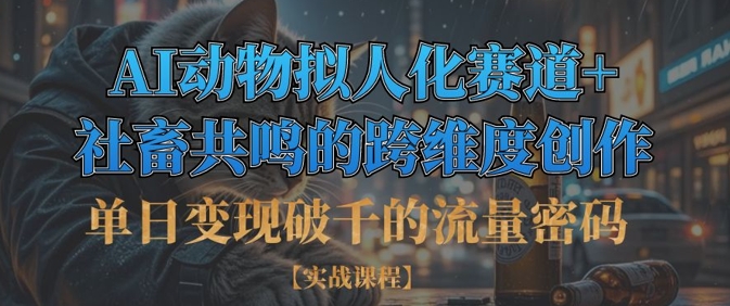 单日变现破千的流量密码，AI动物拟人化赛道+社畜共鸣的跨维度创作-木石资源网