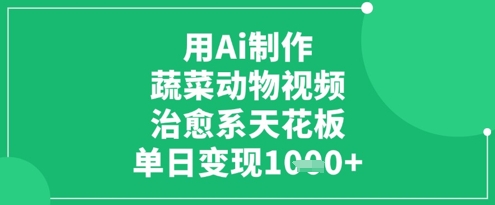 用Ai制作蔬菜动物视频，治愈系天花板，单日变现1k-木石资源网