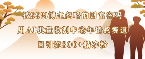 被99%博主忽略的财富密码：用AI批量收割中老年情感赛道，日引流300+精准粉-木石资源网